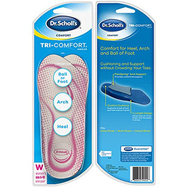 Dr. Scholl'S Tri-Comfort Insoles - For Heel Arch Support And Ball Of Foot With Targeted Cushioning & Invisible Cushioning Insoles For High Heels For Women'S 6-10