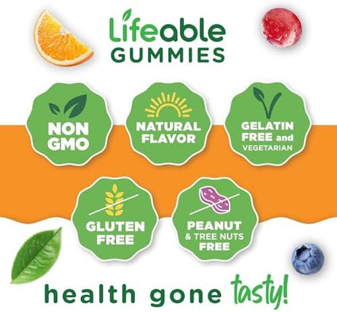 Lifeable Vitamin C Gummies for Adults 750mg Great Tasting Orange Flavor VIT C Vegan Non GMO Vitamin C Chewable for Immune Support 90 Gummies
