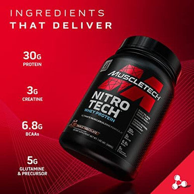 Muscletech Whey Protein Powder Nitrotech Whey Protein Isolate & Peptides & Animal Pak Convenient Allinone Vitamin & Supplement Pack