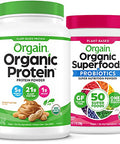 Orgain Organic Vegan Protein Powder (Peanut Butter) And Orgain Organic Greens Powder (Berry) Plant Based Protein And Superfoods