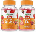 Lifeable Vitamin D3 + Vitamin K2 Kids + Vitamin D Kids Gummies Bundle Great Tasting Vitamin Supplement Gluten Gmo Chewable Gummy