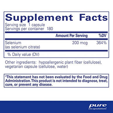 Pure Encapsulations Selenium citrate 200 mcg 180 vcaps