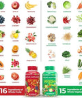 Balance of Nature Fruits and Veggies Supplements Whole Fruit and Vegetable Ingredients for Women Men and Kids 90 Fruits Capsules 90 Veggies Capsules 1 Set