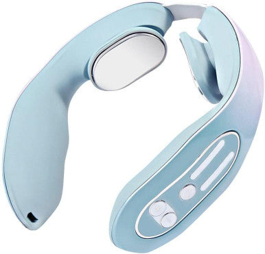 Ems Neck Acupoints Lymphvity Massager Device Electric Deep Tissue 3D Massage Usb Charge 12 Modes Neck Lymphatic Massager For Women Men (Blue)