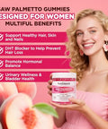 Natisland Saw Palmetto For Women Gummies Organic Saw Palmetto With Pumpkin Seed Oil For Hair Growth Dht Blocker & Urinary Health Sugar Free Vegan Peach Flavor 60 Chewable