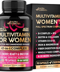 Nutraharmony Multivitamin For Women - B-Complex Whole Foods Hair Growth Support Digestion & Metabolism Iron - 47In1 Womens Multivitamin - Bioavailable & Gentle On Stomach - Made In Usa 90 Capsules