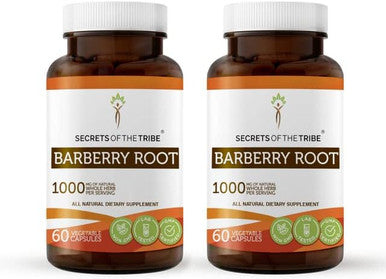 Secrets of the Tribe Barberry Root 2x60 Capsules, Made with Vegetable Capsules and Barberry (Berberis Vulgaris) Dried Root Bark (2x60 Capsules)
