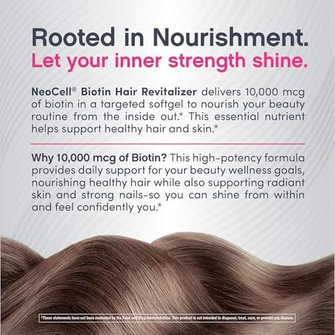 Neocell Biotin Hair Revitalizer 10000Mcg 300 Softgels Daily Nourishing Formula For Women And Men Hair Skin And Nails Supplement