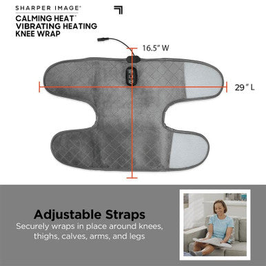 Calming Comfort Calming Heat Knee Wrap By Sharper Image Weighted Copper & Charcoal Heating Pad Auto Shut-Off Feature For Holidays Women & Men 2 Heat & 5 Vibrating Massage Settings 30.3 X 16.5
