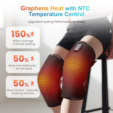 Comfier Heated Knee Massager With Vibration Graphene Heating Knee Wrap With 5 Modes Adjustable Size For All User