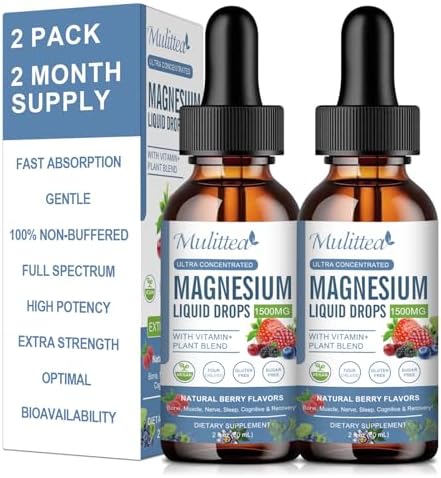 Mulittea Magnesium Glycinate Liquid Drop Triple Absorption Supplement To Support Nerves Sleep Calm Heart Muscles Sugar With Potassium Ltheanine Sea Moss,vitamin Bcd3 K21Pack