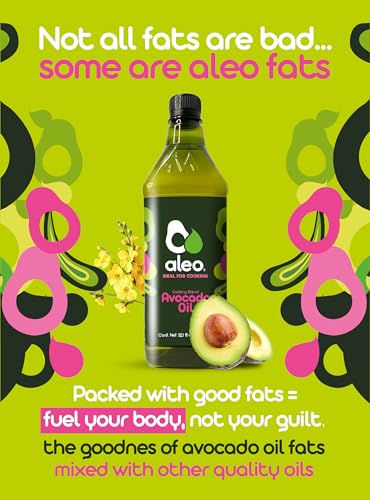 ALEO, Cooking blend avocado oil, Keto, Perfect for frying, grilling, roasting & baking, Can help to keep your heart strong, avocado oil for cooking, vegetable oil, 32.1 O/950 ml