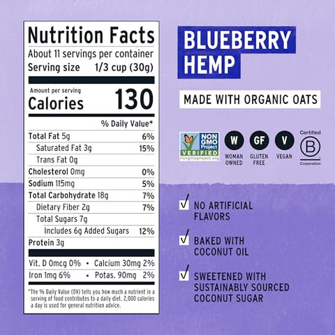 Purely Elizabeth Ancient Grain Granola Cereal Blueberry Hemp, 12oz