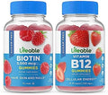 Lifeable Sugar Biotin + Vitamin B12 Gummies Bundle Great Tasting Vitamin Supplement Gluten Gmo Chewable Gummy