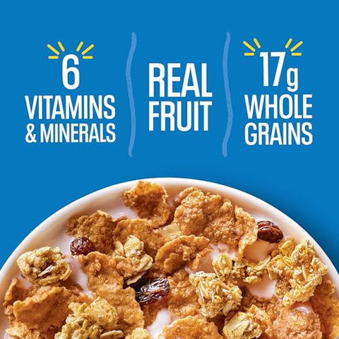 Kellogg's Raisin Bran Crunch Breakfast Cereal Cups, Fiber Cereal, Made with Real Fruit, Original, 33.6oz Case (12 Cups)