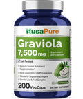 NusaPure Graviola 7,500 mg Equivalent per caps 200 Veggie (Non-GMO, Extract 20:1)