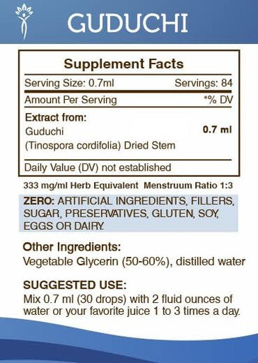 Secrets of the Tribe Guduchi Tincture Alcohol-Free Extract, High-Potency Herbal Drops, Tincture Made from Wildcrafted Guduchi (Tinospora cordifolia) Dried Stem 2 oz