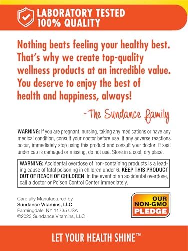 Sundance Iron 45mg Slow Release Pills 50 Tablets Essential Mineral Supplement Vegetarian NonGMO and Gluten Formula