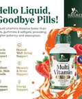 Liquid Multivitamin, Sugar Multi Vitamin For Women Men & Kids, Vitamins A, C, D, B-12, Biotin & Zinc For Beauty, Skin Care, Thicker Hair Growth & Wrinkles, Non-Gmo, Vegan, Berry Flavor, 15 Fl Oz