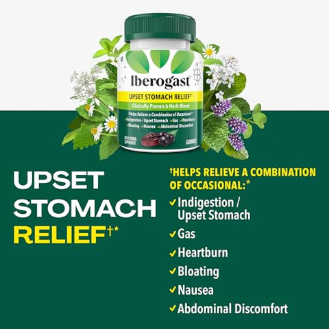 Iberogast Gummies Upset Stomach Relief Helps Relieve A Combination Of Occasional Indigestion/Upset Stomach Gas Heartburn Bloating Nausea And Abdominal Discomfort Natural Elderberry Flavor 30Ct
