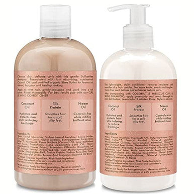 Shea Moisture Shampoo And Conditioner Set Coconut & Hibiscus Curl & Shine Curly Hair Products With Coconut Oil Vitamin E & Neem Oil Provides Frizz Control 13 Fl Oz Ea