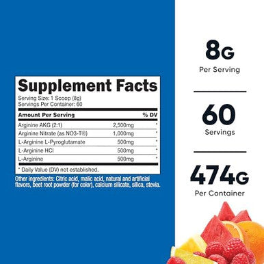 Nutricost Larginine Complex (Fruit Punch 60 Servings) Gluten Nongmo