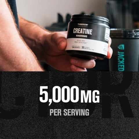 Jacked Factory Nitrosurge Build Pre Workout With Creatine For Muscle Building (30 Servings Arctic White) & Creatine Monohydrate Powder For Muscle Growth & Increased Strength (30 Servings Unflavored)