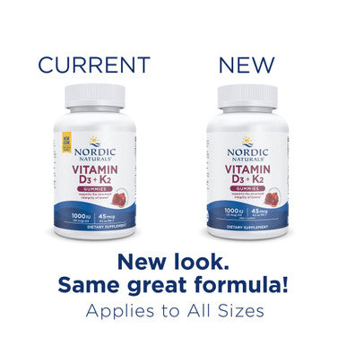 Nordic Naturals Vitamin D3 and K2 Gummies Pomegranate 60 Capsules
