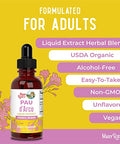 Maryruth'S Organics Pau D'Arco Herbal Blend Reishi Mushroom Echinacea Angustifolia Root Usnea Lichen Thyme Leaf Vegan Non-Gmo Project Verified Gluten Free 30 Servings 1 Fl Oz