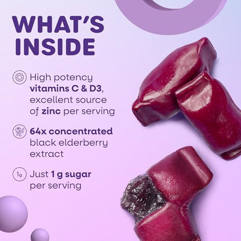 Nature'S Way Sambucus Ultra Immune Juicy Burst Extra-Strength Formula(1) Immune Support Vitamin D3 Vitamin C And Zinc Elderberry Extract 30 Berry Flavored Chews