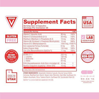 Zhou Vegan Essentials Multivitamin Supplement, B Vitamins, Energy, Vitamin C, Zinc, Immune System Function, Iodine Thyroid Support, Liposomal Iron, Plant-Based Diet Multivitamin, 60 Veg Caps