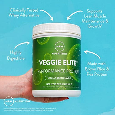 MRM Nutrition Veggie Elite Performance Protein | Matcha Latte Flavored| Plant-Based Protein| Easy to Digest | with BCAAs| Vegan + Gluten- | Clinically Tested| Digestive enzymes | 30 Servings