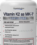 Superior Labs Vitamin K2 as MK7 Supplement Promotes Calcium Absorption Supports Bone Health and Healthy Arteries High Bioavailability 100mcg 120 Vegetable Capsules
