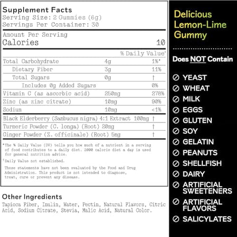 Barker Wellness Co Immunity Gummies With Vitamin C Zinc Elderberry Turmeric & Ginger For Daily Immune Support Vegan Sugar Lemonlime Flavor Seasonal Wellness Essentials 60 Count