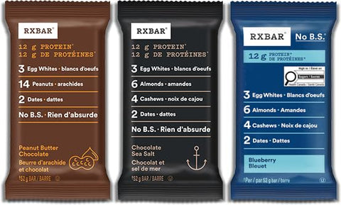 RXBAR Protein Bar Variety Pack, 14 Count Chocolate Sea Salt, Peanut Butter Chocolate & Blueberry Simple Ingredient Snack Bars