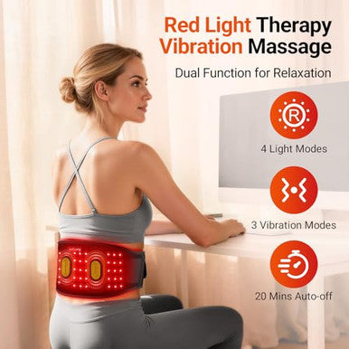 Comfytemp Cordless Red Light Therapy Massage Belt With Vibration For Back Wearable Fsa Eligible Hsa Near Infrared Lower Back Massager Portable Birthday Mothers Day s For Women Mom 660Nm & 850Nm