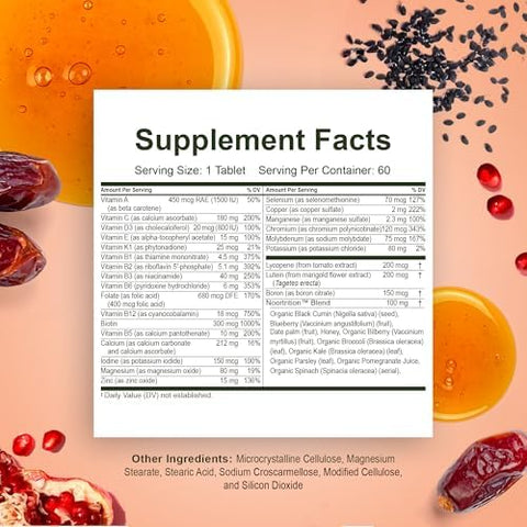 Noor Vitamins Energy+ Multivitamin Halal Vitamin for Energy Production and Immunity 26 Vitamins and Minerals Black Seed Dates Honey for Men and Women. Gelatin Free 2 Month Supply