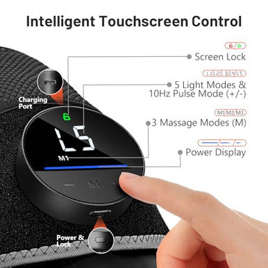 Halidodo Red Light Therapy & Vibration Massage Knee Brace - Wireless Rechargeable Controller 660Nm & 850Nm Red Light Therapy Heated Device For Knee/Joint/Elbow/Shoulder.