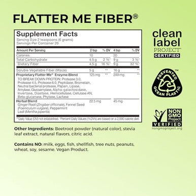 Flatter Me Fiber Glp1 Booster Prebiotic Fiber & Enzyme Supplement For Weight Support Reduce Bloating Double Glp1 Levels Digestive & Gut Health For Women & Men (10Glp1/20Fiber Servings)