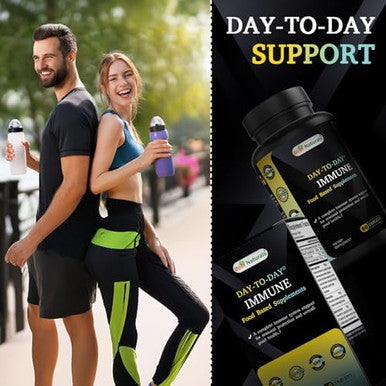 Best Naturals Daytoday Immune Food Baded Supplements 90 Tablets Made In The Usa With Mushroom Blend Digestive Enzyme Blend Fruit & Vegetable Blend
