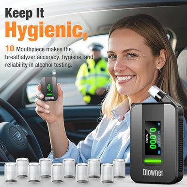 Diowner Rechargeable Breathalyzer 2026 Upgrade Breathalyzer With Lcd Digital Display & 10 Reusable Personal Mouthpieces Portable Alcohol Breathalyzer Tester With Advanced Sensor For Car/Home Use (Gray)