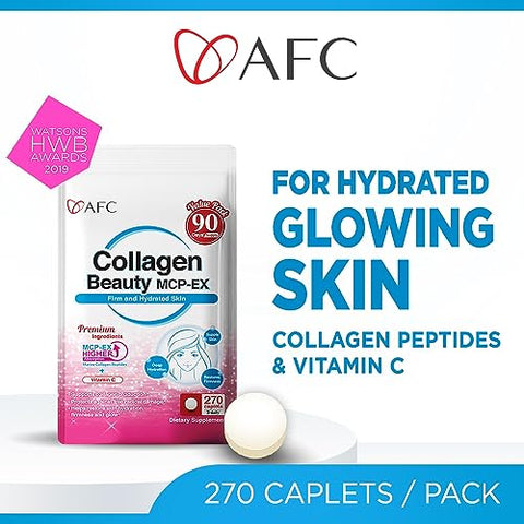 Afc Japan Collagen Beauty Mcp-Ex With Marine Collagen Peptide 1.5X Better Absorption Than Other Collagen For Anti-Aging Skin Hair Nails Bone And Joints For Women & Men 90 Days Supply