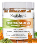 Natisland Pumpkin Seed Oil Gummies With Saw Palmetto Cold Pressed Pumpkin Seed Oil Supplement For Hair Growth Prostate Health & Urinary Tract Support Sugar Free Vegan Pineapple Flavor 60 Count