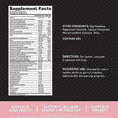 Optimum Nutrition Opti Women Daily Multivitamin For Women Immune Support Supplement With Iron 30 Day Supply 60 Count