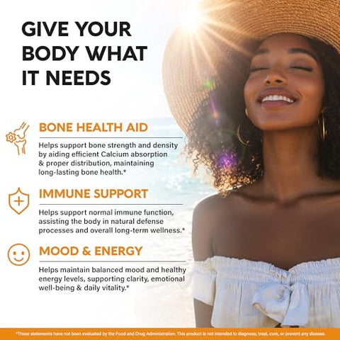 Nutraharmony Vitamin D3 K2 - Vitamin D3 10000 Iu & K2 120 Mcg - Immune & Mood Support For Bone & Teeth Health - With Zinc Vitamin C & B12 - Highly Bioavailable - For Men & Women - Made In Usa 120 Softgels