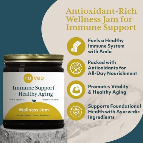 R-U Ved Wellness Jam - Amla Jam With Honey Chyawanprash For Immune Support & Digestive Health Ayurvedic Blend With Amla & Ashwagandha - 10.6 Oz Jar (1 Count)