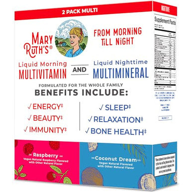 Maryruth's Organics Liquid Morning Multivitamin & Liquid Nighttime Multimineral Bundle Vegan 32 Fl Oz