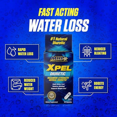 Maximum Human Performance Xpel Maximum Strength Diuretic Water Pills For Water Retention Relief Weight Loss Support With Vitamin B6 Potassium Dandelion Root 80 Capsules