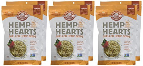 Manitoba Harvest Organic Hemp Seeds, 10g Plant Based Protein & 12g Omega 3 & 6 per Serving, Smoothies, Yogurt & Salad, Gluten Free & Non-GMO, Vegan Friendly, Kosher, Keto, Paleo, 16 Ounce (Pack of 6)