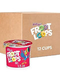 Kellogg's Froot Loops Breakfast Cereal Cups, Fruit Flavored, Breakfast Snacks with Vitamin C, Original, 18oz Case (12 Cups)